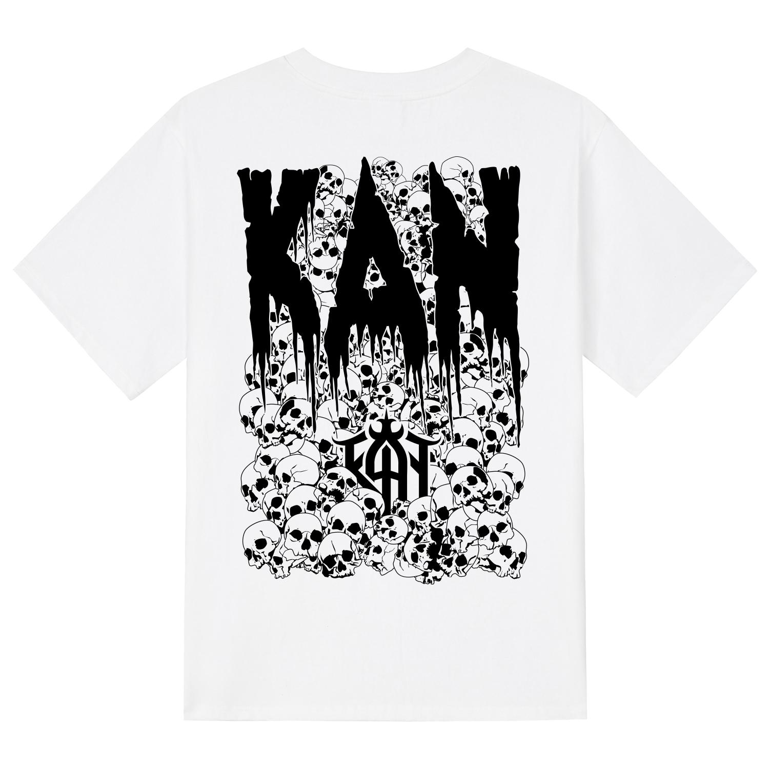 Khan 6312 Ktw0093 Dark Skull Short Sleeve T-Shirt - White White/L