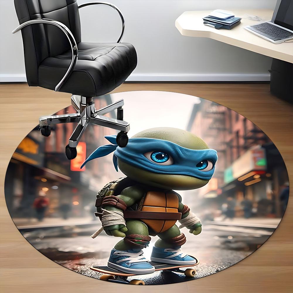 1pc Ninja Turtles Chair Carpet for Office Non-Slip, Soft & Comfortable, Carpet for Office, Gaming, Lightweight Round Floor Mat