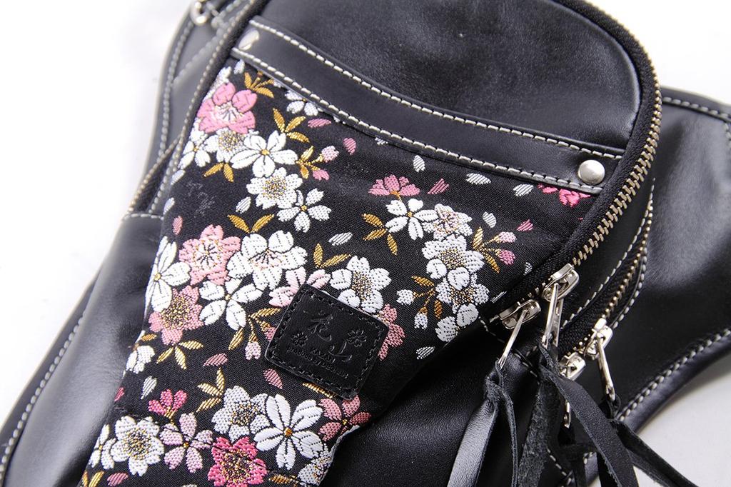 Degner Hanayama Motorcycle Holster for Neatly Holding a Long Wallet Bag, Kyozakura, Black, W-39K,