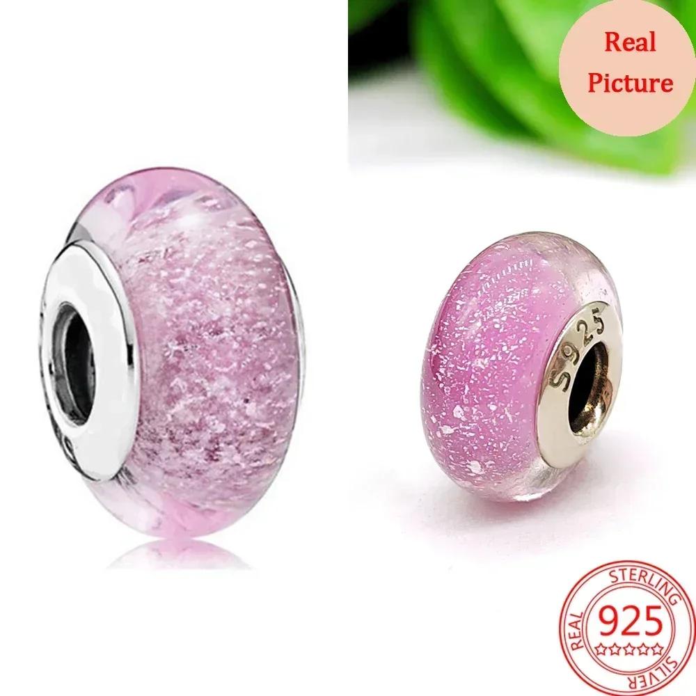 Colorful Murano Glass Beads Glass Ripple Charm Wavy Glass Bead Charms Fit Brand Bracelets Women Copper Jewelry Gift