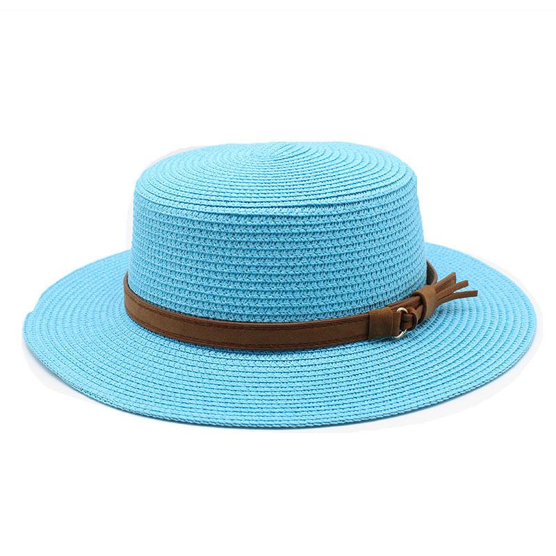 British Retro Straw Hat Men'S And Women'S Summer Travel Sunscreen Visor Flat Top Casual Versatile Top Hat
