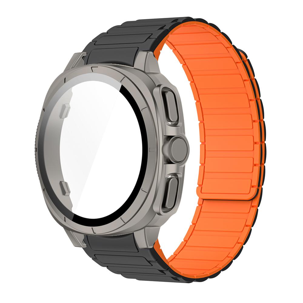 PC Case+Strap Upgrade To Ultra 47mm for Samsung Galaxy Watch 7 40mm 44mm No Gaps Silicone Magnetic Band PC Tempered Glass Screen