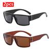 Polarized 2pcs Sets Fashion Square Brand Sunglasses Men Women Classical Black Driving Fishing Sun Glasses UV400 Eyewear