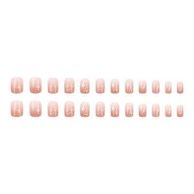 24Pcs Cartoon Petrel Fish Short Square False Nails W Jelly Adhesive Detachable Fake Fingernails Full Cover Press On Nails Tips