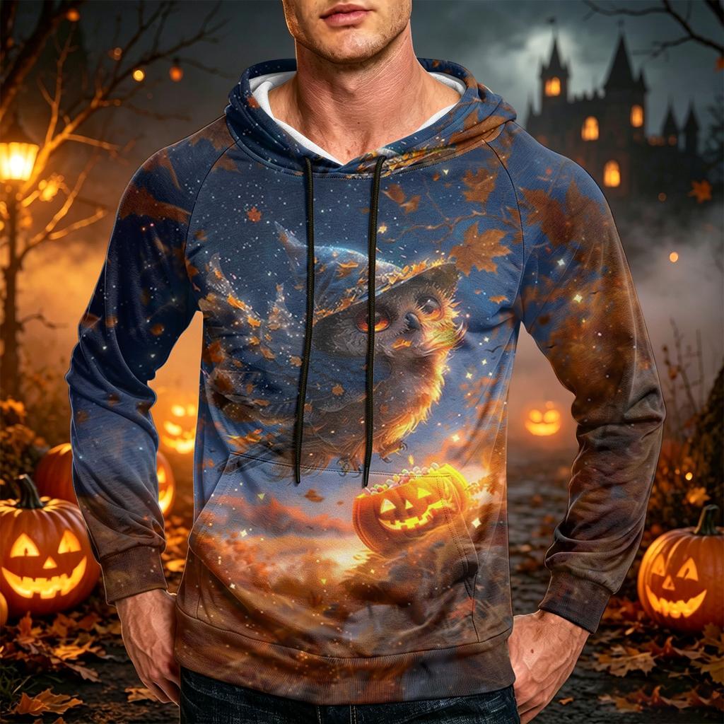 Men's Loose Fit Hoodie with Pocket Drawstring Printed Design for Casual Everyday Wear