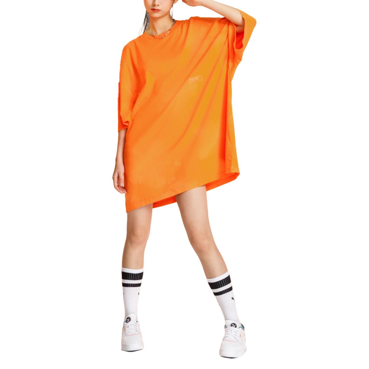 

Puma Bright Color Loose Breathable Versatile Short Sleeve T-Shirt Unisex Tops Orange 598523-80 S