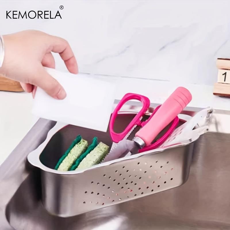 Kitchen Sink Strainer, Heavy Duty Stainless Steel Over Sink Dish Drying Rack, Removable Filter Basket for Leftover Food No Drill