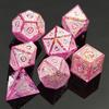 Cusdie Sharp Edges Dice DND Patterned D&D Dice Board Games 7 Handcrafted Polyhedral Dice Set for Role Playing Game Pathfinder