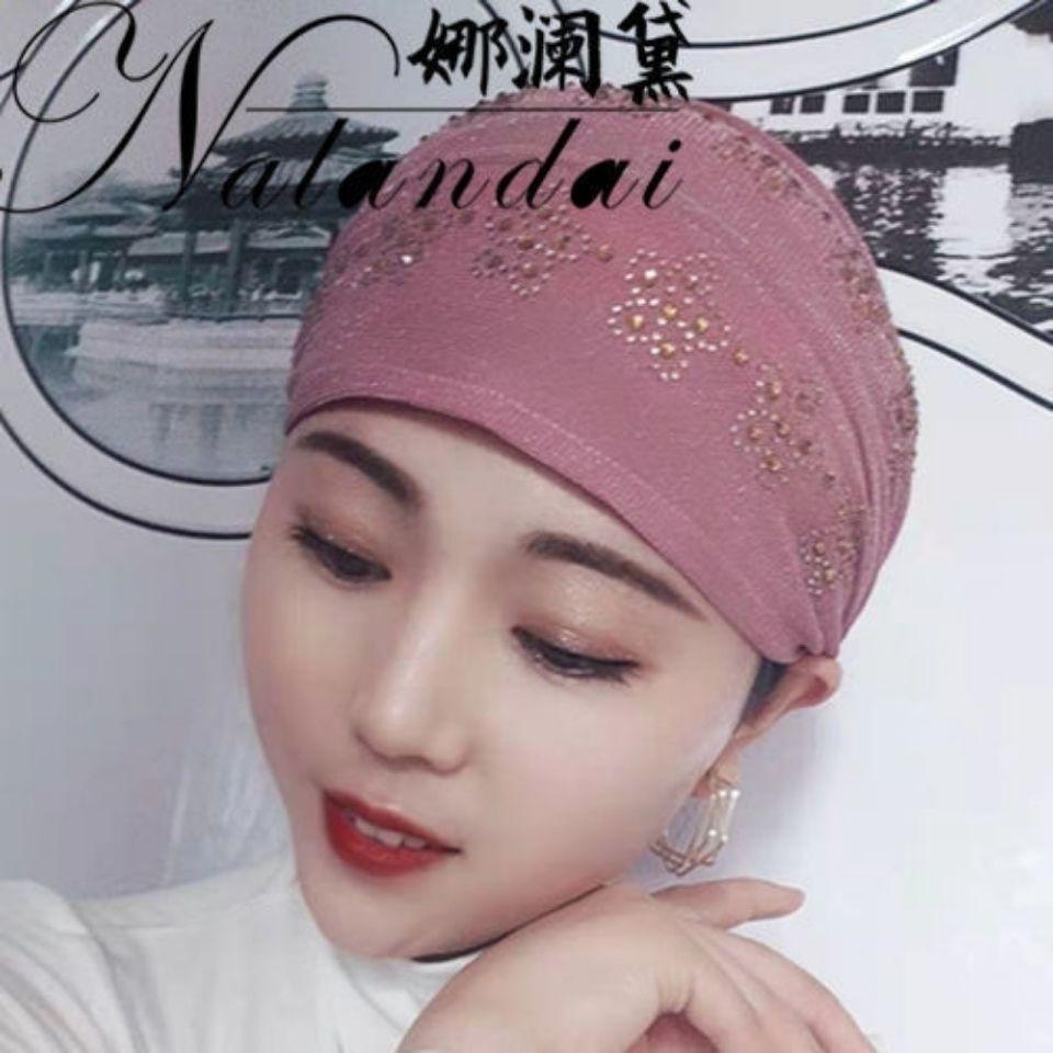 2022 New Design Plum Flower Ao Drill Hat Xinjiang Hat Muslim the New Scarf Is Easy to Cover the Head and Double Elastic Hat