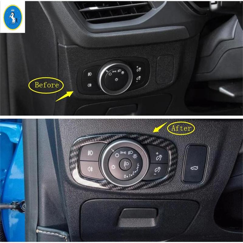 For Ford Focus MK4  - 2025 Matte / Carbon Fiber Look Car Headlight Head Lamp Switch Decor Cover Trim Inner ABS Accessories