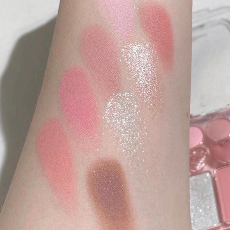 8-Color Love Eye Shadow Plate Blush High-Light Integrated Natural And Long-Lasting Light Shine Eyeshadow Daily Makeup Palette