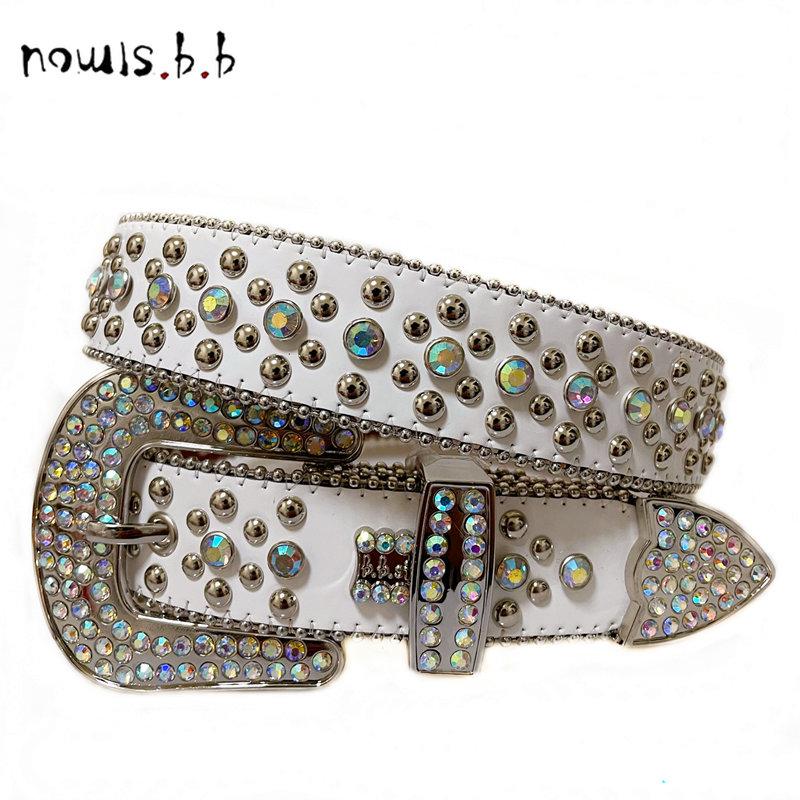 Punk Rock Rhinestone Western Belts Fashion Luxury Studded Belts Strap Diamond Bling Belts Cowgirl Cowboy Belt for Goth Jeans