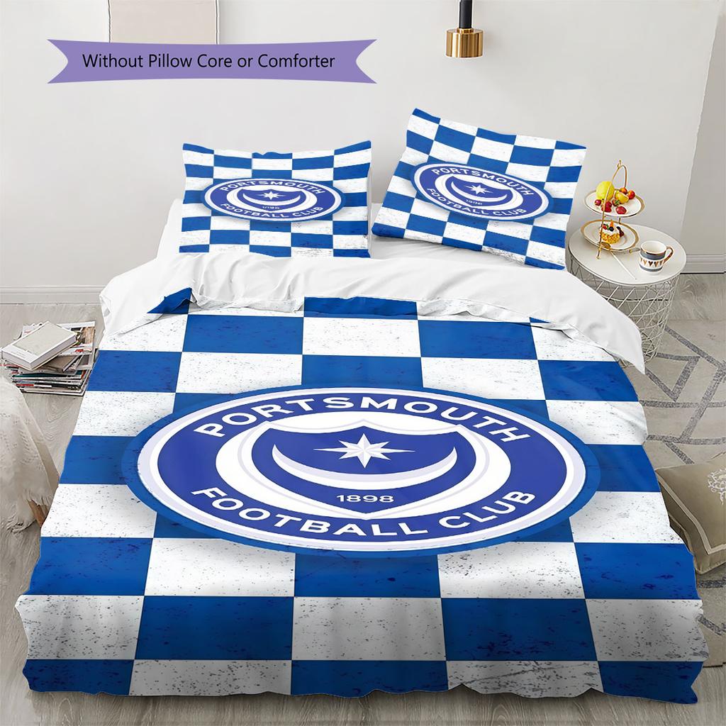 Set Copripiumino Trapuntato con Logo Portsmouth Federa Decorazione per la Casa Regalo di Compleanno (1 * copripiumino + 2 * federa, senza nucleo)