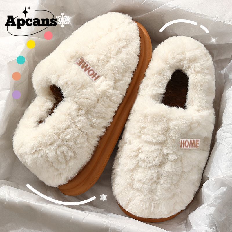 Apcans bag heel cotton shoes 2025 new thick-soled velvet indoor home warm and non-slip couple cotton shoes winter
