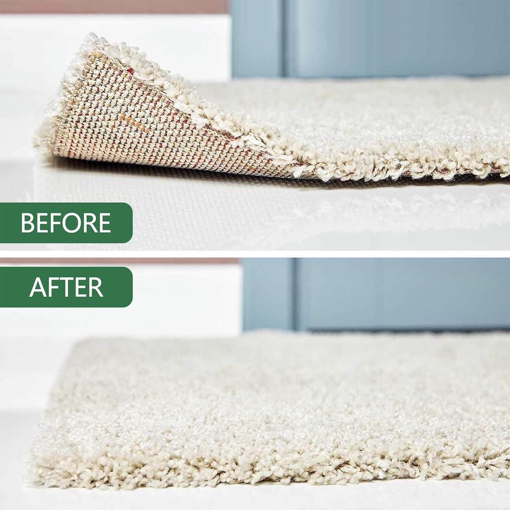 Rug Stopper, 16 Pcs Double Sided Non Slip Reble Rug Tape, Washable for Hardwood, Tile, Carpets, Mats, Wall (Black)