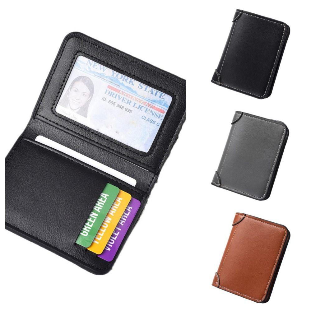 Slim Business Clutch Bag Thin PU Leather Card Holder Fashion Men Short Wallet Travel