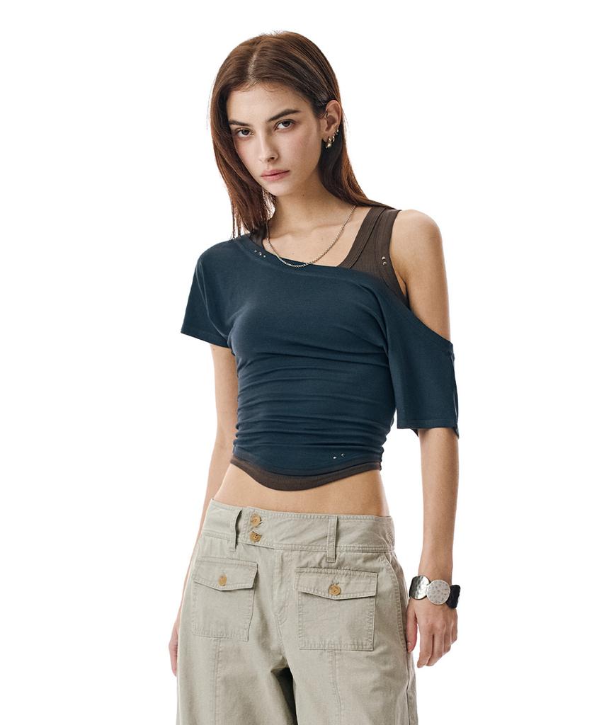 Sekeonmonollogeu Layered Off-Shoulder Set [Navy]_Sewts021Navy