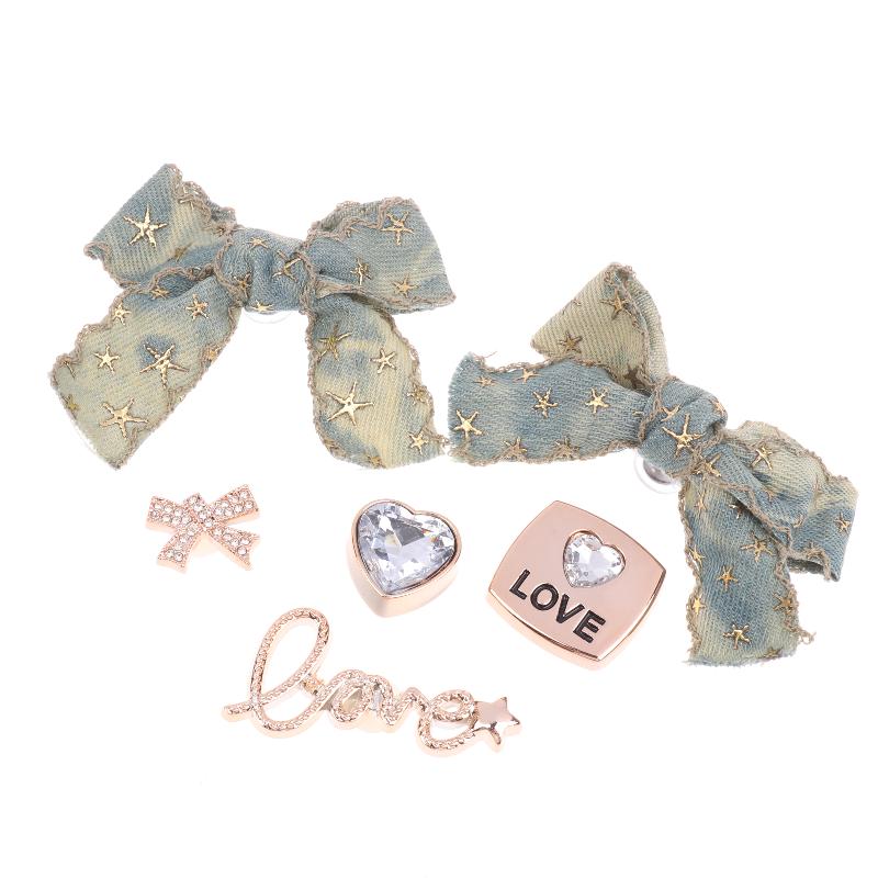 

Ins Style Denim Bow Shoe Charm Trendy Bowknot Shoe Decoration Kit Creative Vintage Shoe Buckle Holiday Gifts