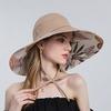 Women's Summer Sun Hat Large Brim UV Protection Ponytail - friendly Hollow - top Fisherman Hat for Face Shading Ideal