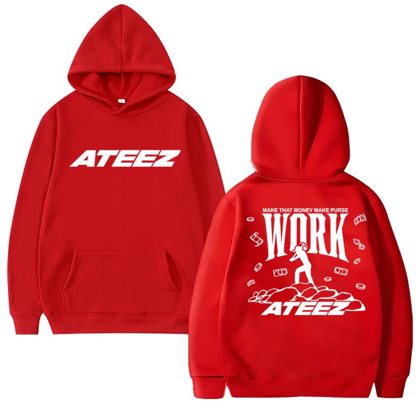 Kpop Ateez World Tour 2025 New Double Sided Printed Hoodies Unisex Fashion Y2k Pullovers Men Women Fleece Long Sleeve Sweatshirt