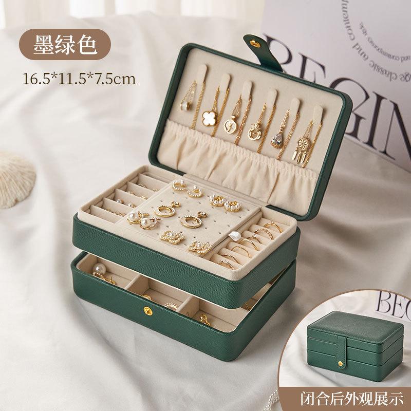 High-end retro large-capacity jewelry box, necklace, ring, stud earrings, jewelry storage box, multi-layer storage box.