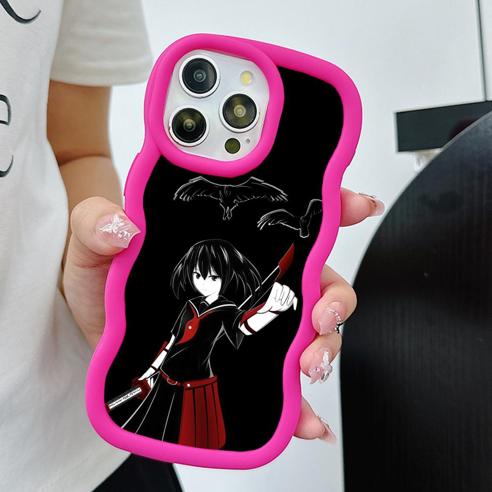 Akame Kurome Wavy Edge TPU Mobile Phone Case for iPhone 17 16 15 14 13 12 11 Air Pro Max Plus Colorful Cover