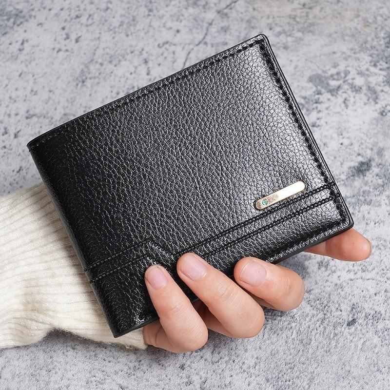 Men's Minimalist Short Wallet  Fashion Soft Leather Business Wallet Credit ID Card Walletfoldable Multi Slot Large Capacity Purs