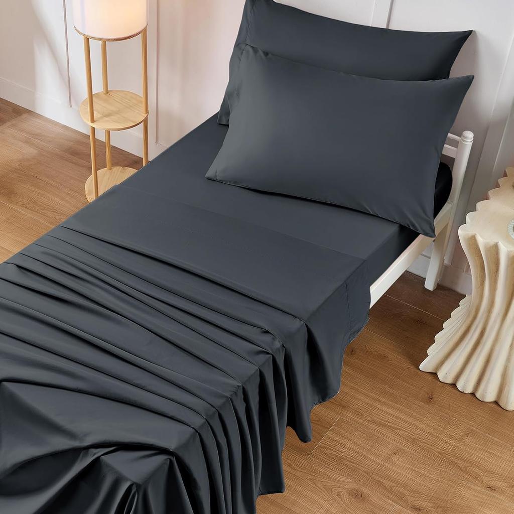 VACVELT Cot Fitted Sheet, 31 x 75 Inch Charcoal Black Cot Sheets, Ultra Soft and Breathable Microfiber Bed Cover Snug Fit for Narrow Twin/RV