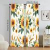 2 pcs   versatile polyester transparent curtains for home decoration Sunflower Aesthetic for use in bedrooms and living rooms