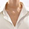 14K Gold Geometric Necklace Y Necklace Clavicle Chain 2-in-1 Neck Chain Stacked Double-layer Tassel Set Chain