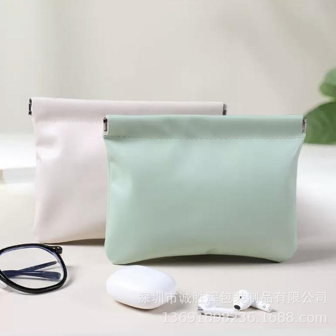 

Customized Logo Portable PU Cosmetic and Coin Storage Bag with Automatic Closure Pink