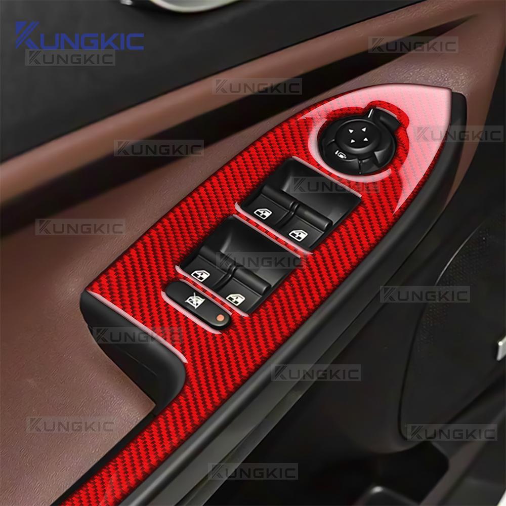 Real Soft Carbon Fiber Sticker For Alfa Romeo Giulietta 940 2010 2011 2012 2013 2014 2015 2016-2021 Car Window Lift Switch Panel