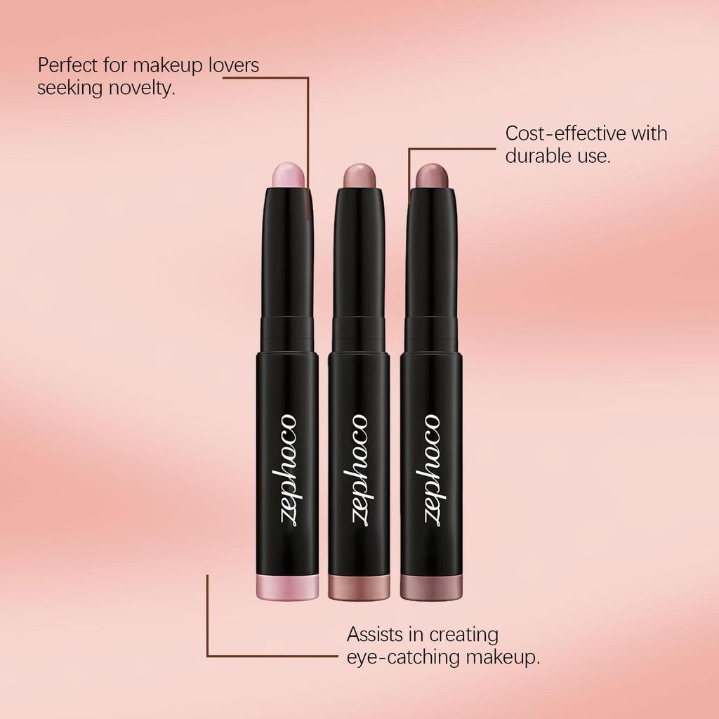 Zephoco Seidige & Pigmentierte Creme-Lidschattenstift-Set - 3 Vielseitige, Einfach Aufzutragende Farben für den Täglichen Gebrauch