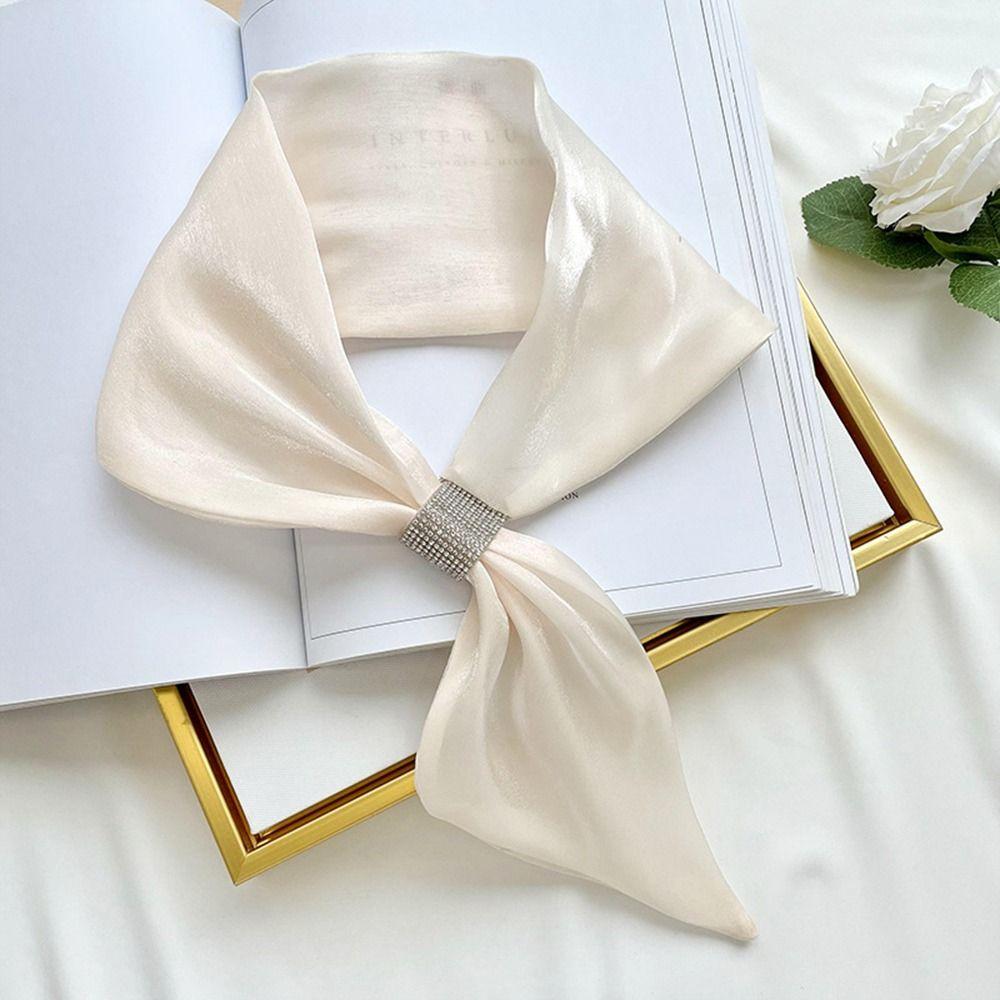 Neck Guard  Wraps Solid Color Silk Scarf Satin False Collar Cross Scarves Cross Neckerchief