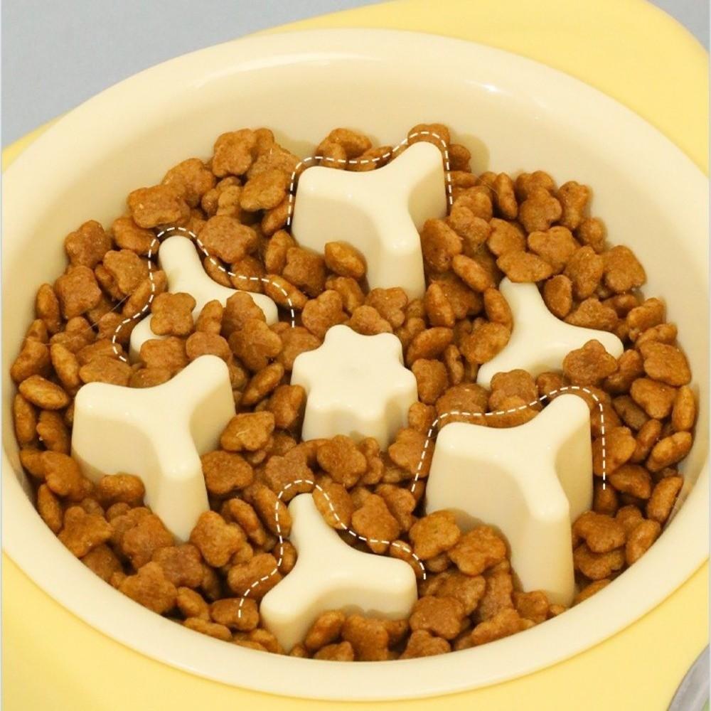 2-in-1 Pet Slow Feeder Bowl Thick Non Slip Base Anti-Choking Food Bowl Interactive Dual Dish Cat Water Bowl Puppy Feeding