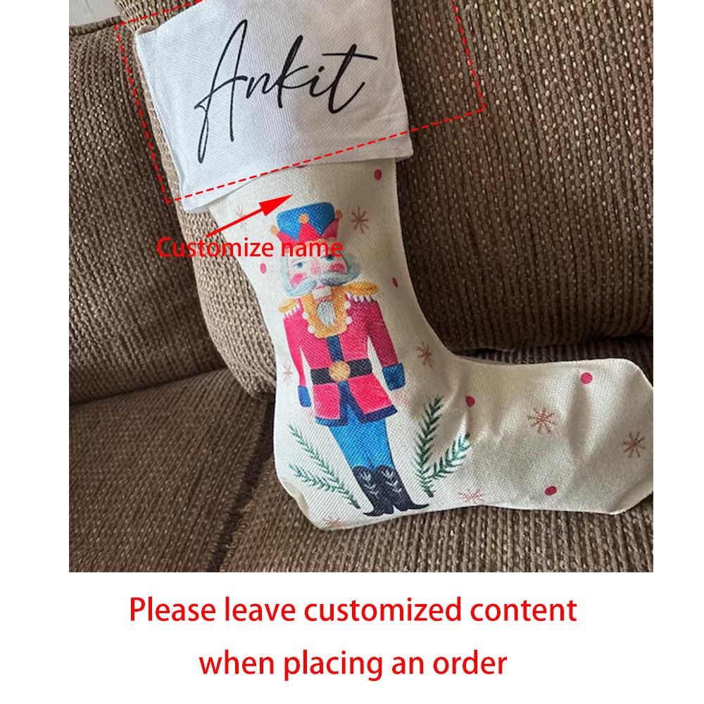

Personalized Nutcracker Christmas Stocking Custom Xmas Eve Family Holiday Decor Santa Sack Kid Boy Girl Gift Present Toy Bag 1pcs