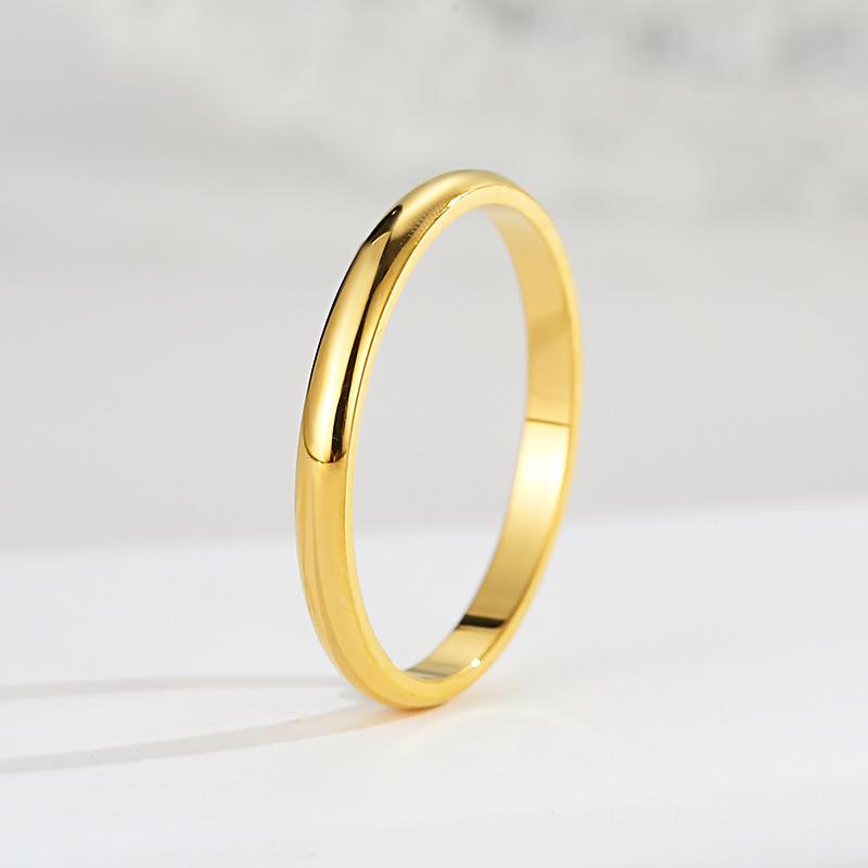 18k Gold Plated Ring Moissanite Engagement Wedding Band Stainless Steel Fade Resistant Trendy Jewelry