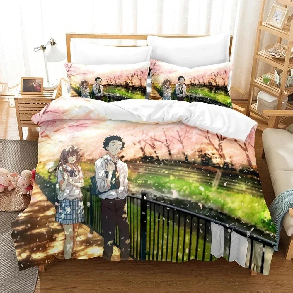 Comforter 3D Anime A Silent Voice Shape Of Voice Bedding Set Bedroom Soft Modern S Comefortable Quilt