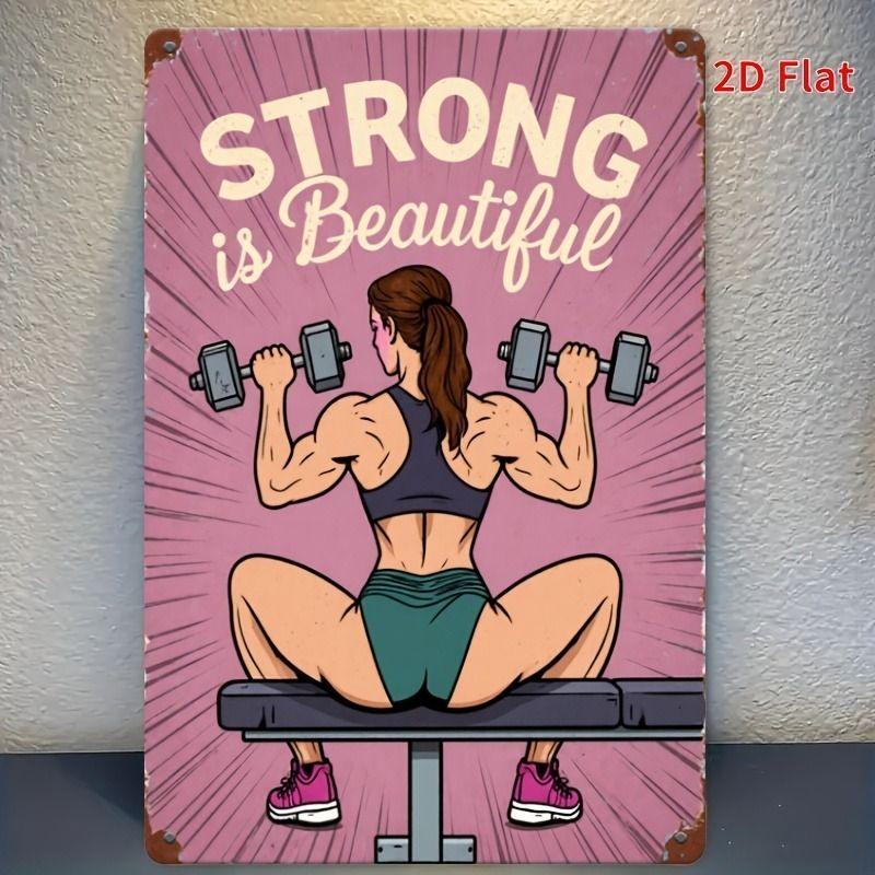Gym Motivation Metal Tin Sign Fitness Weightlifting Dumbbell Wall Art Decor Home Gym Garage Man Cave Poster Painting