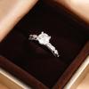 925 Silver Plated Classic White Zircon Four-Prong Ring for Women, Wedding Engagement Anniversary Jewelry Gift.