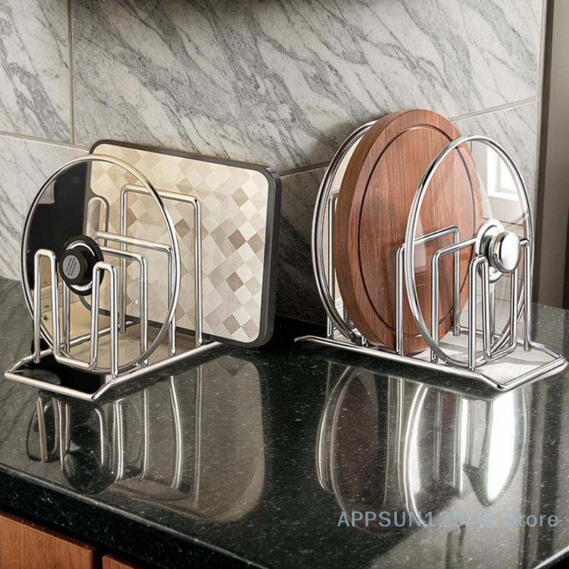 Kitchen Storage Rust-Proof Pot Lid Rack Stainless Steel Storage Rack Multi-Functional Chopping Board Holder For Domestic Use