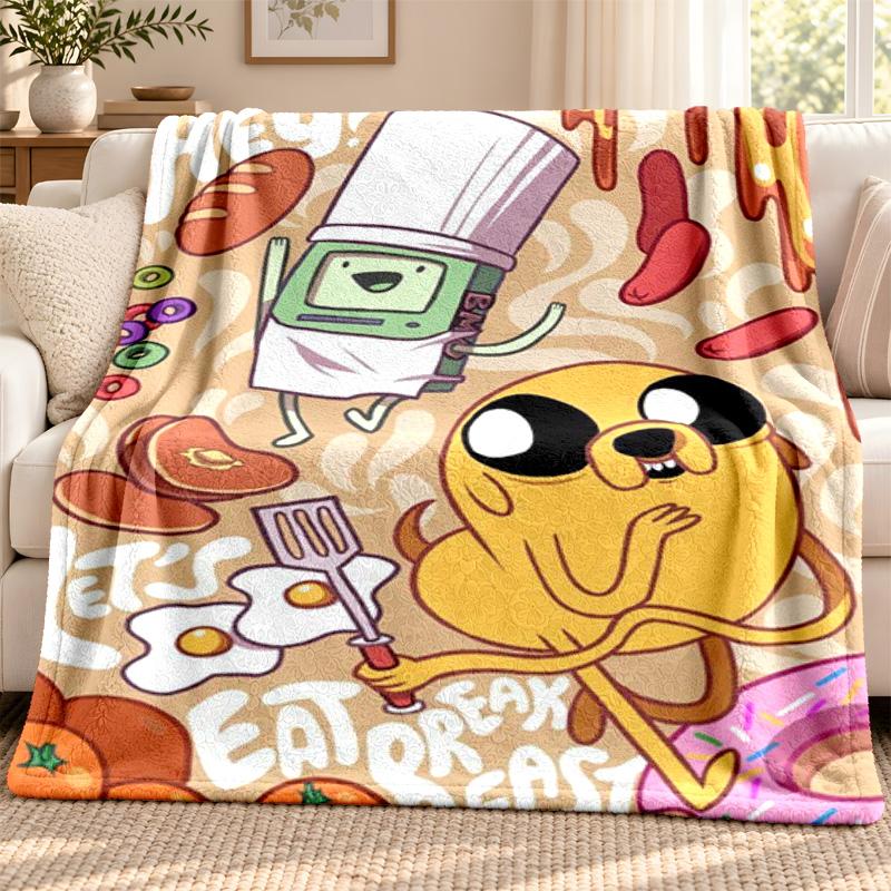 Adventure Time Blanket Flannel Blanket Soft Cozy Plush Throw for Sofa Bed Lightweight Home Decoration Outdoor Camping