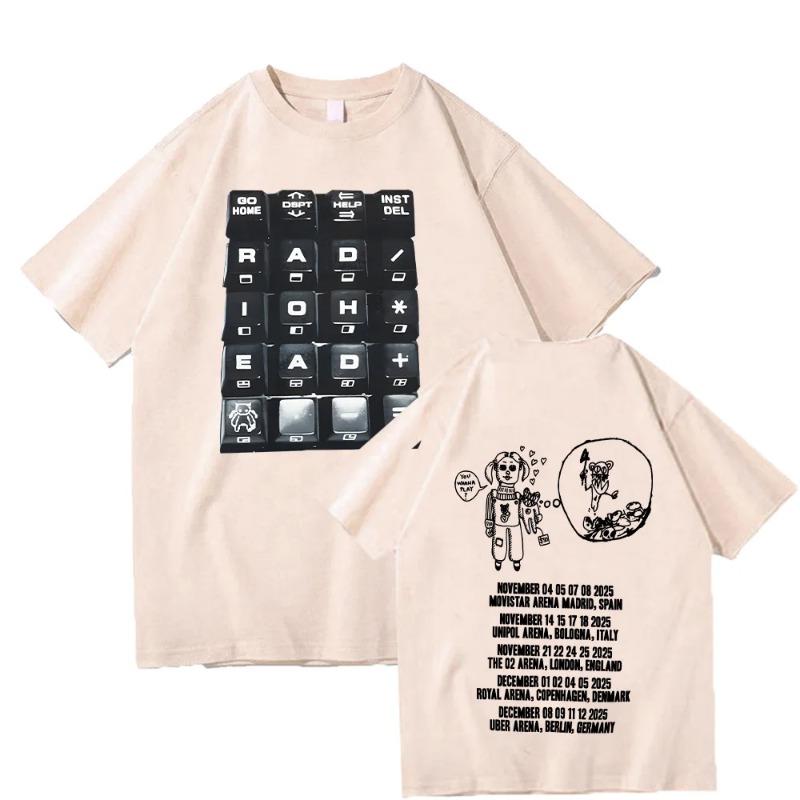 Radiohead 2026 Black Tour T-shirt Fashion Rock Band T Shirts Men Women Cotton Loose Tops Streetwear Summer Short Sleeve Clothes