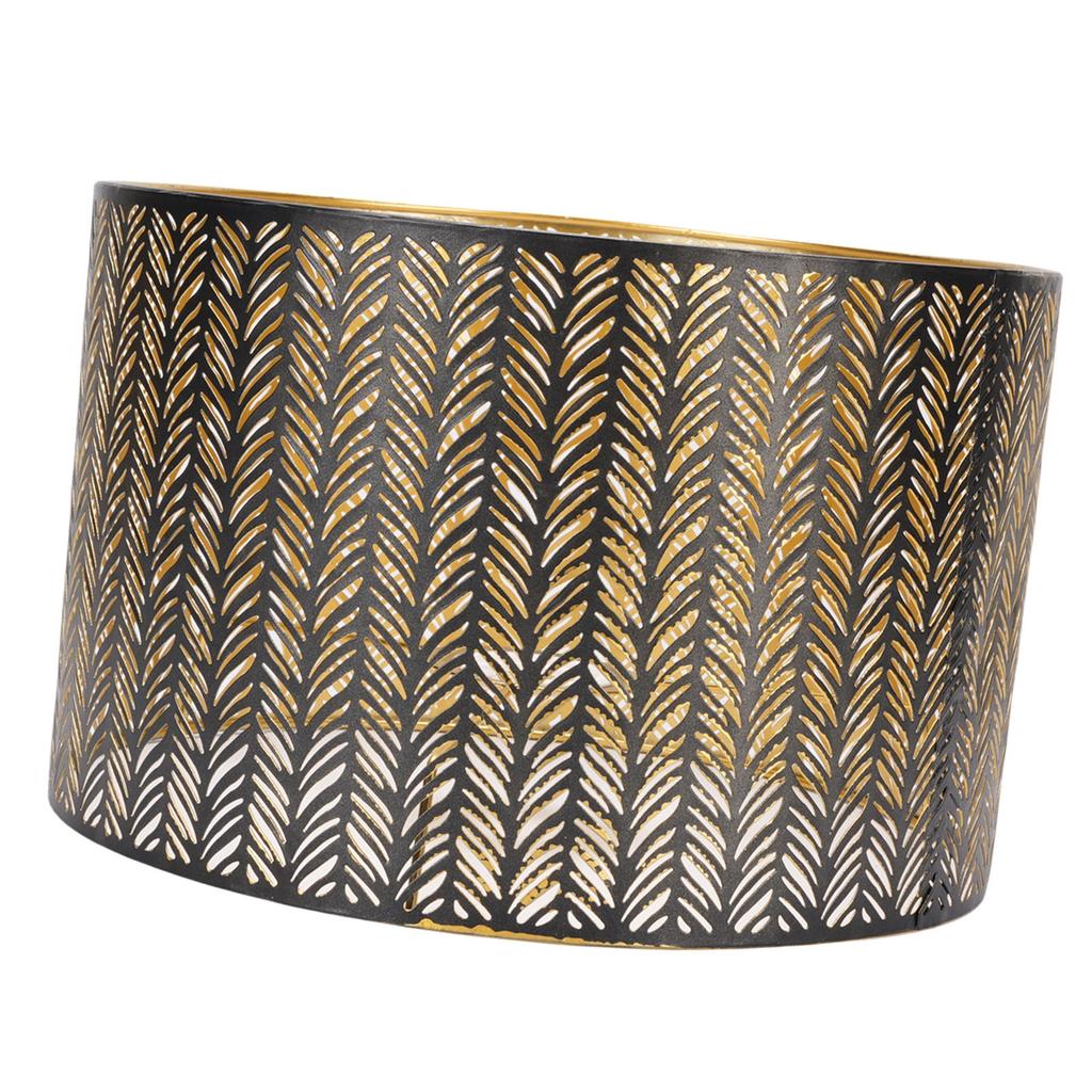 Metall Lampenschirm E14 E27 Eisen Zylinderform Ausgehöhlt Blatt Dekorativer Lampenschirm für Tisch Wand Deckenleuchte Schwarz und Gold