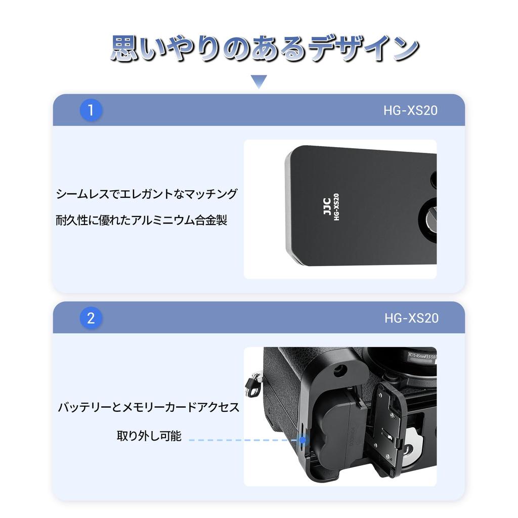 JJC Metal Hand Grip for Fujifilm AirTag Storage Convenient Battery Screw Arca Type L-Shaped X-S20/XS20 Cameras, Built-in Slot, Anti-Theft,