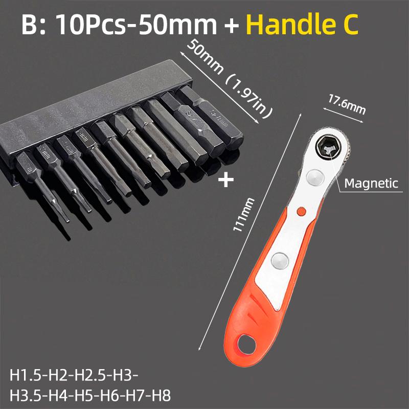 Sechskant Schraubendreher Bit Set Metrisch 50mm Magnetische Spitze 6,35mm Sechskantschaft Schraubendreher Bohrer Ratsche Handwerkzeuge Zubehör