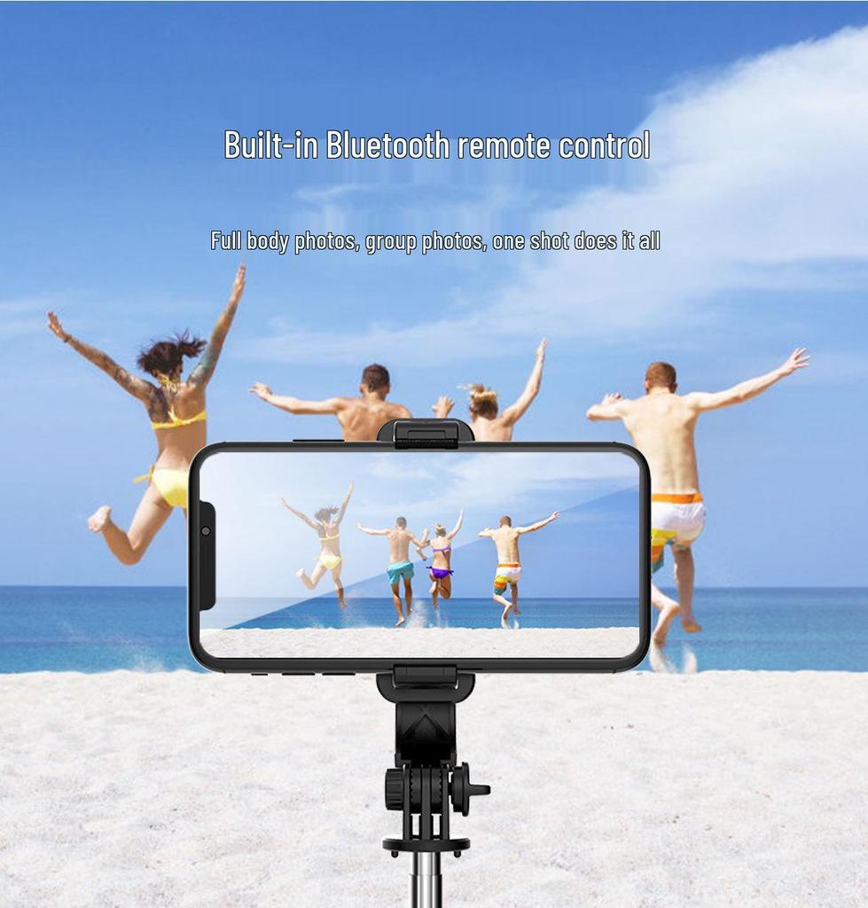 Bluetooth Extendable Selfie Stick Tripod with Anti-Shake and Fill Light for Live Streaming - Model Q02