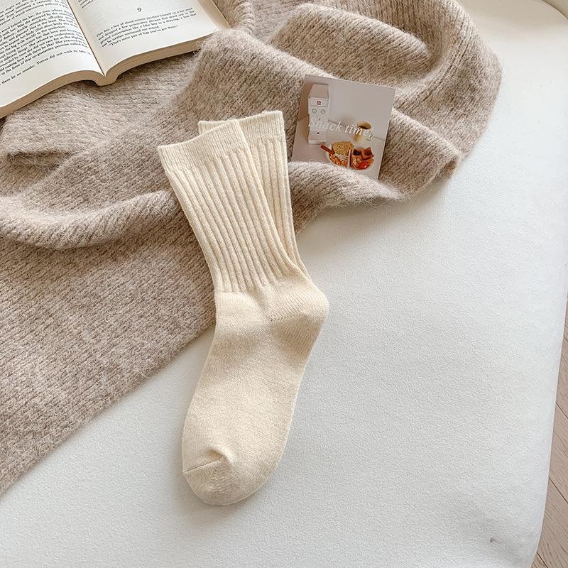 Dámské béžové zimní silné podkolenky s nařaseným lemem - Hřejivé, odolné proti chladu, poporodní, japonský styl