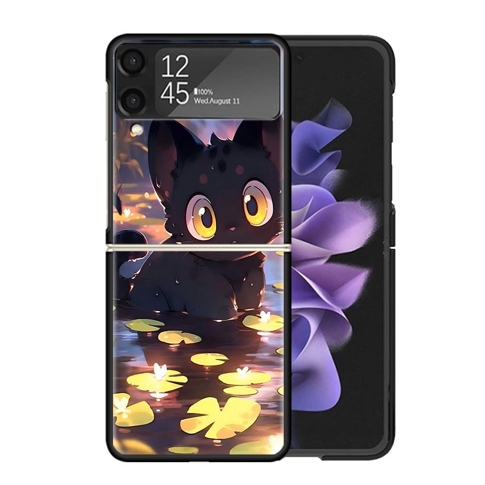 Cartoon Cute Cat Fish Aesthetic Cases For Samsung Galaxy Z Flip 4 5 6 7 3 Z Flip7 Flip6 Flip4 Flip5 Flip3 5G Hard Shockproof Fun