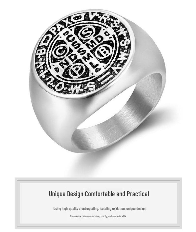 Vintage Titanium Steel Hip-Hop Letter Ring for Men - European & American Style